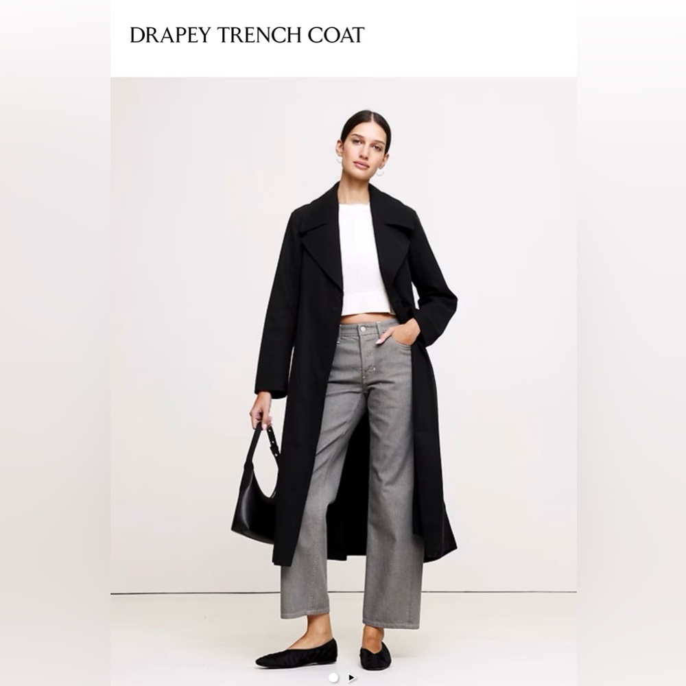 Black Drapey Trench Coat- Banana Republic